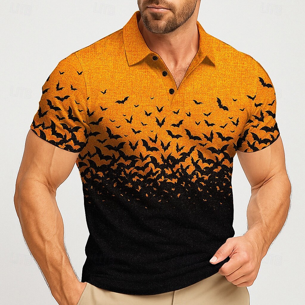 Street Fashion Men 2025 - 2025 Halloween Men's Bat Fashion Polo