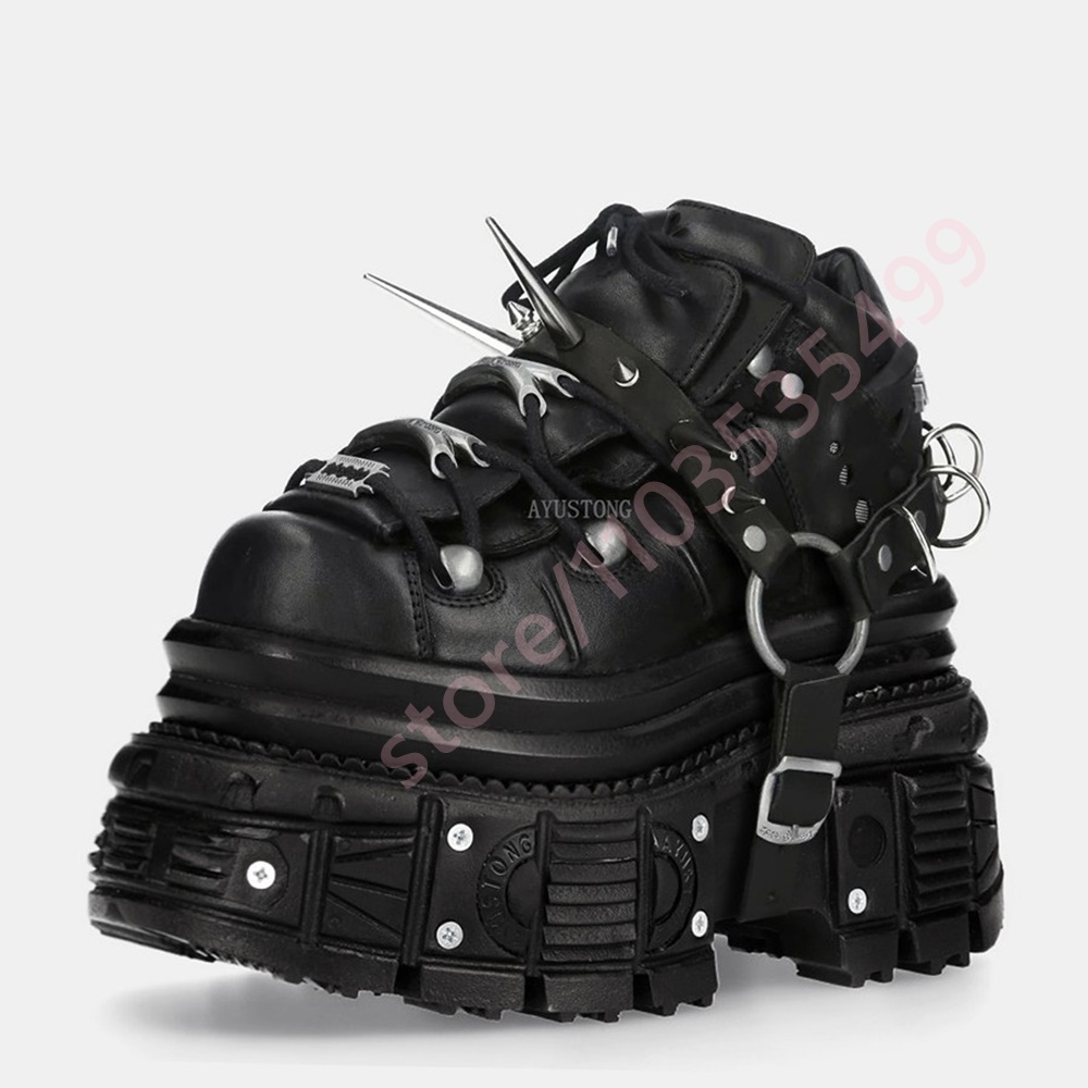 Nuove Sneakers Gotiche Nere Pu - Street Fashion Y2K recensione e prezzo