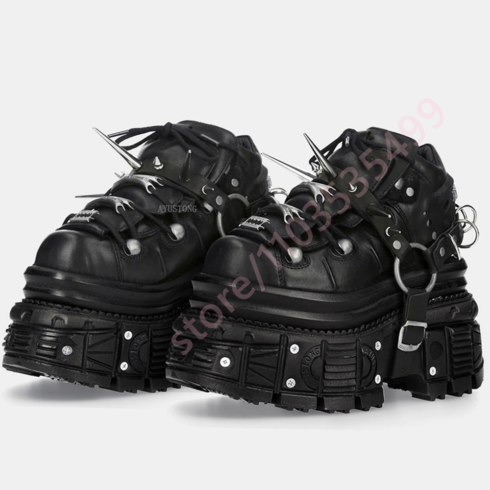 Nuove Sneakers Gotiche Nere Pu - Street Fashion Y2K recensione e prezzo